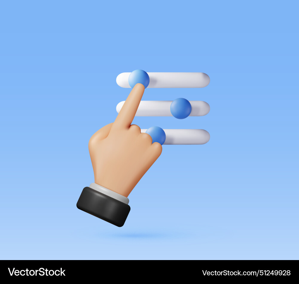 3d filter button and hand 3d filter button and hand vector image