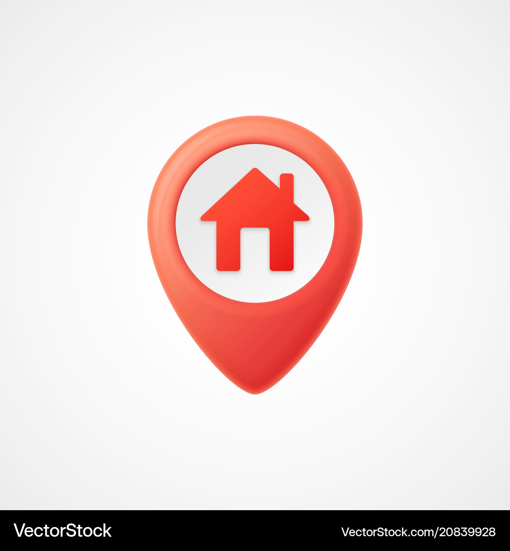 3d map pointer with home icon markers 3d map pointer with home icon markers vector image