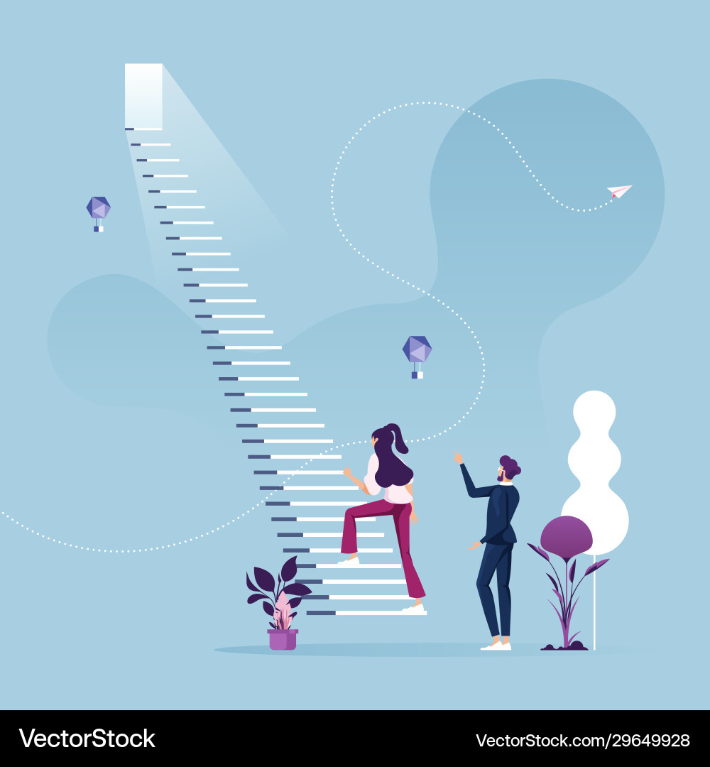 Businesswoman Klettertreppe für Erfolg Businesswoman Klettertreppe für Erfolg vektorbild