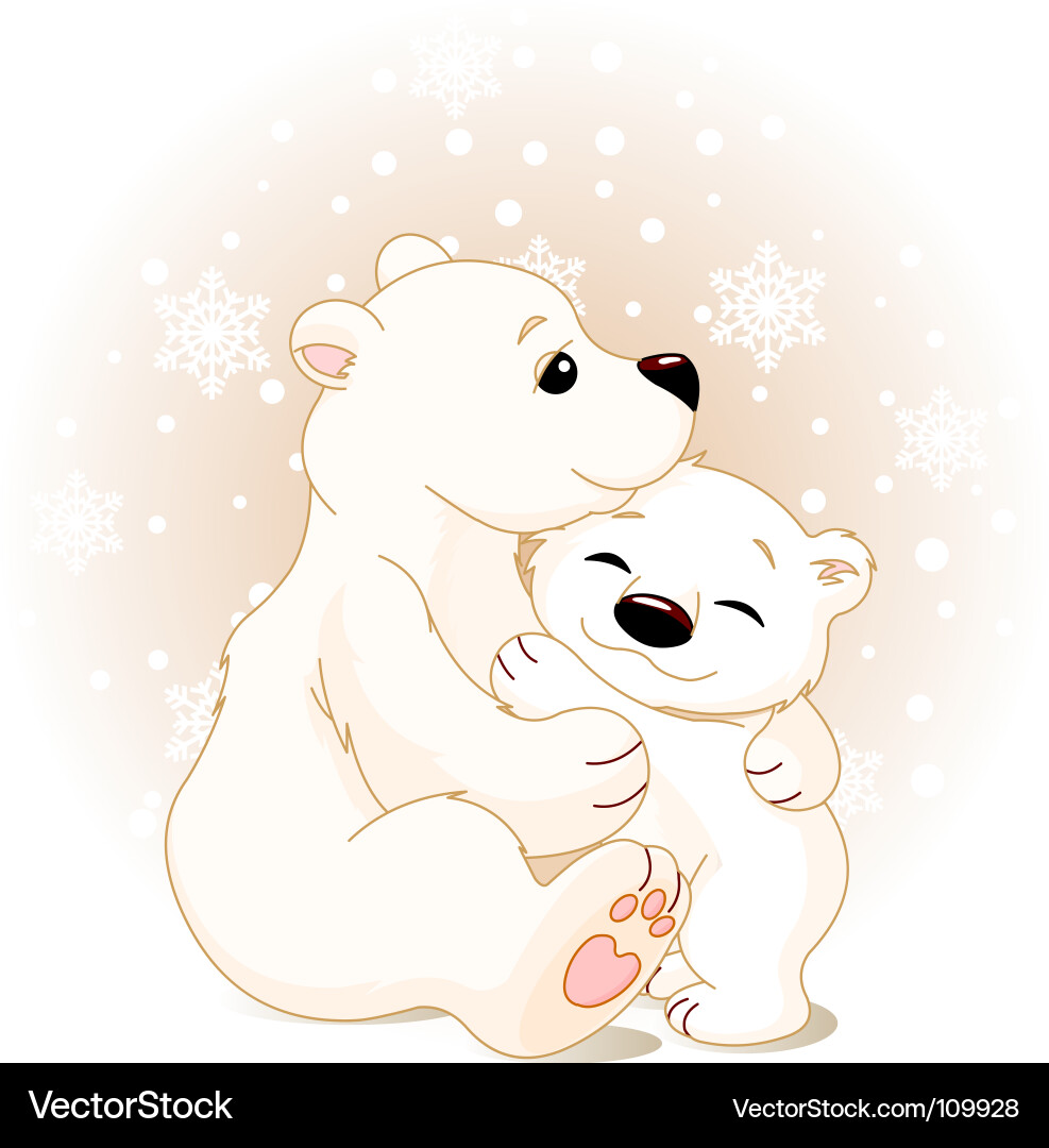 Cute Bear Family in Winter Snow Vector Image