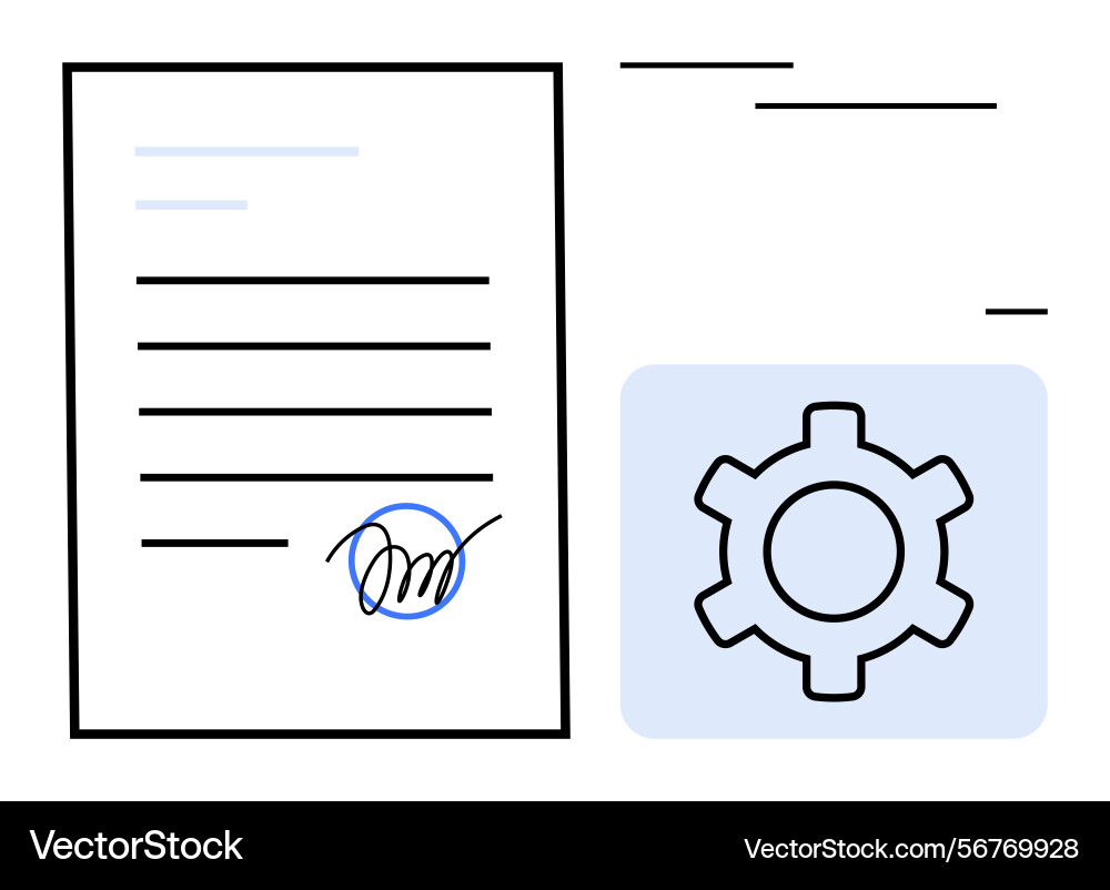 Document signing and settings icon representing vector image