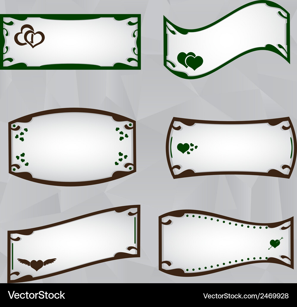 Frame border set with heart symbols eps10 Vector Image