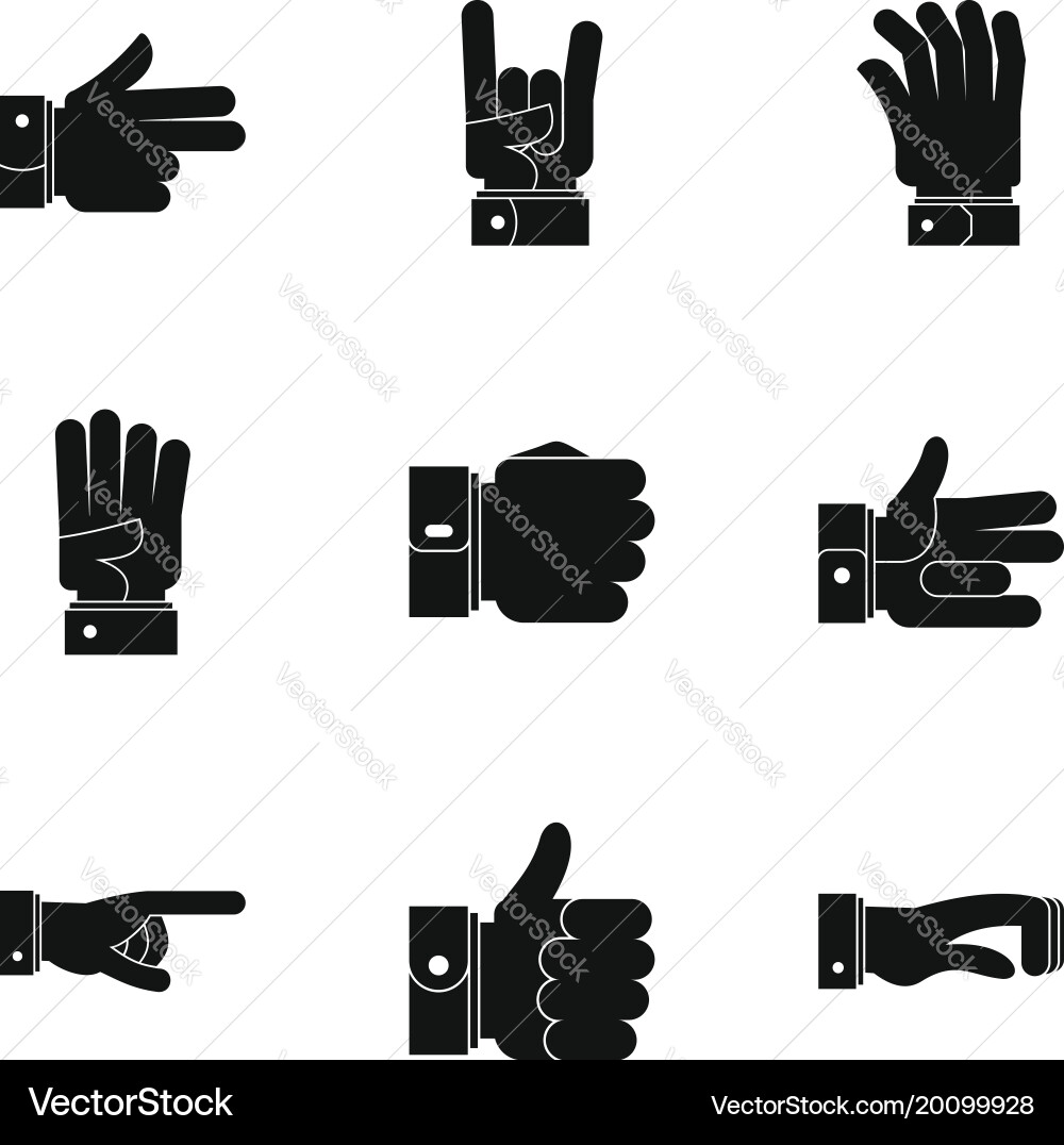 Gesticulation icons set simple style vector image