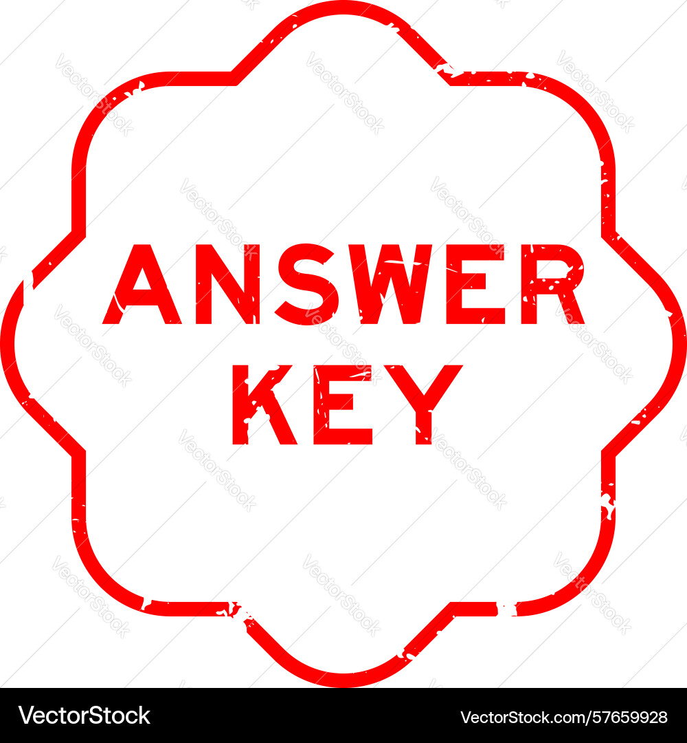 Grunge red answer key word square rubber seal Vector Image