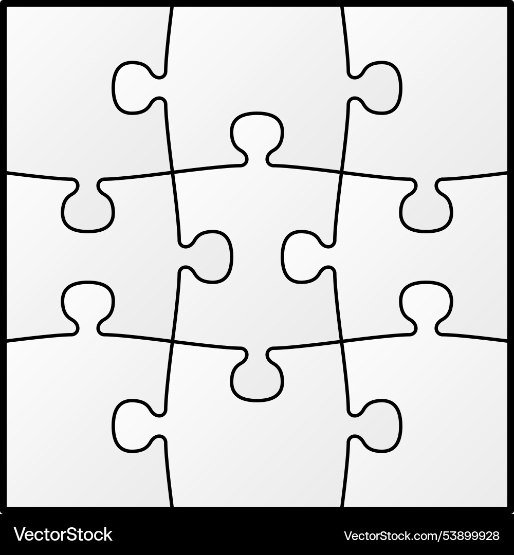 Jigsaw puzzle layout game pattern match template vector image