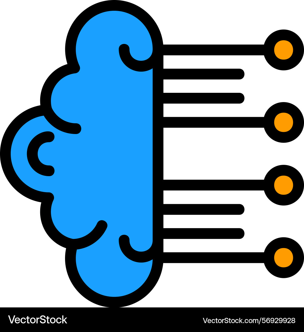 Neuromorphic computing line filled style icon Vector Image
