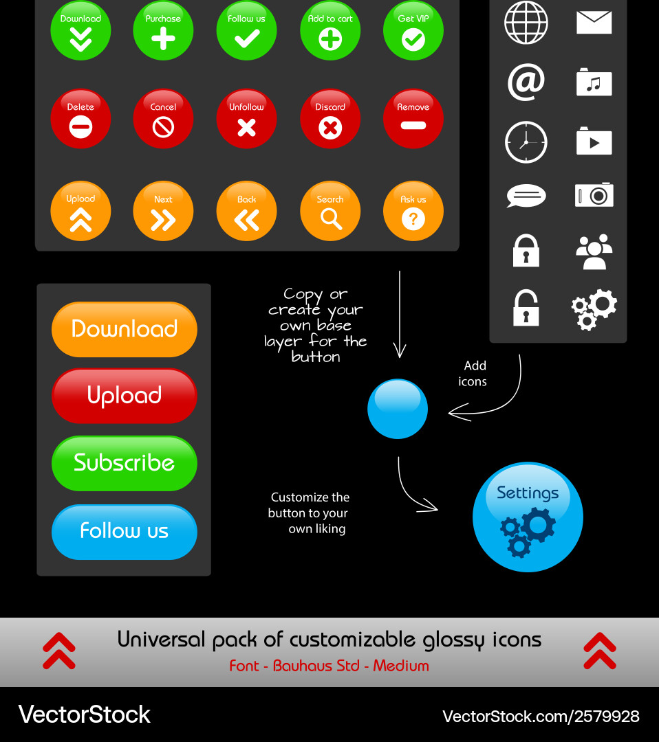 Set of customizable web and phone app buttons vector image