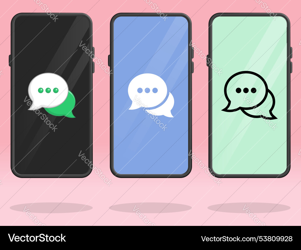 Smartphone chat overlapping round message bubbles Vector Image