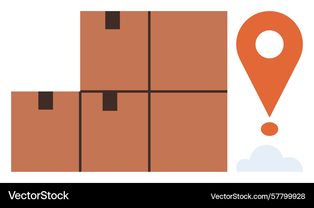 Stacked cardboard boxes with location marker Vector Image