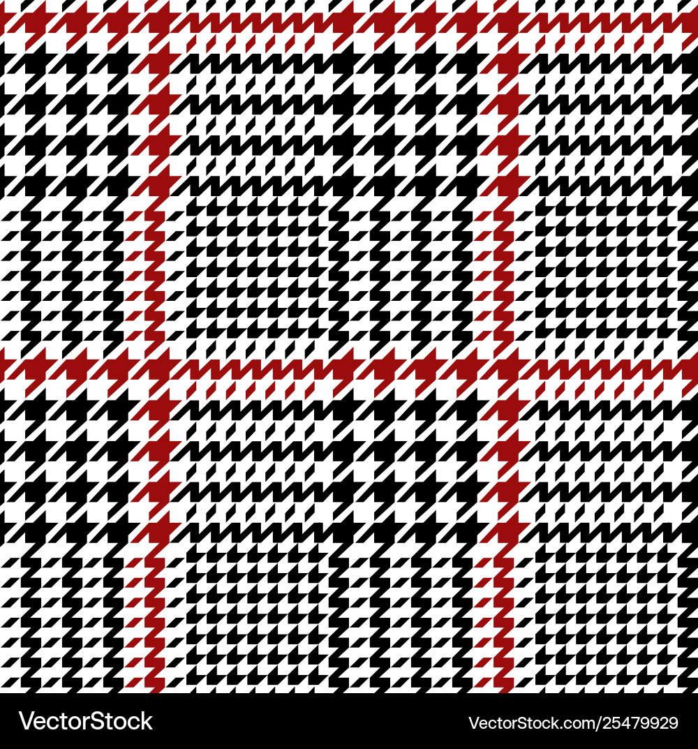 Black and Red Houndstooth Check Pattern vector image