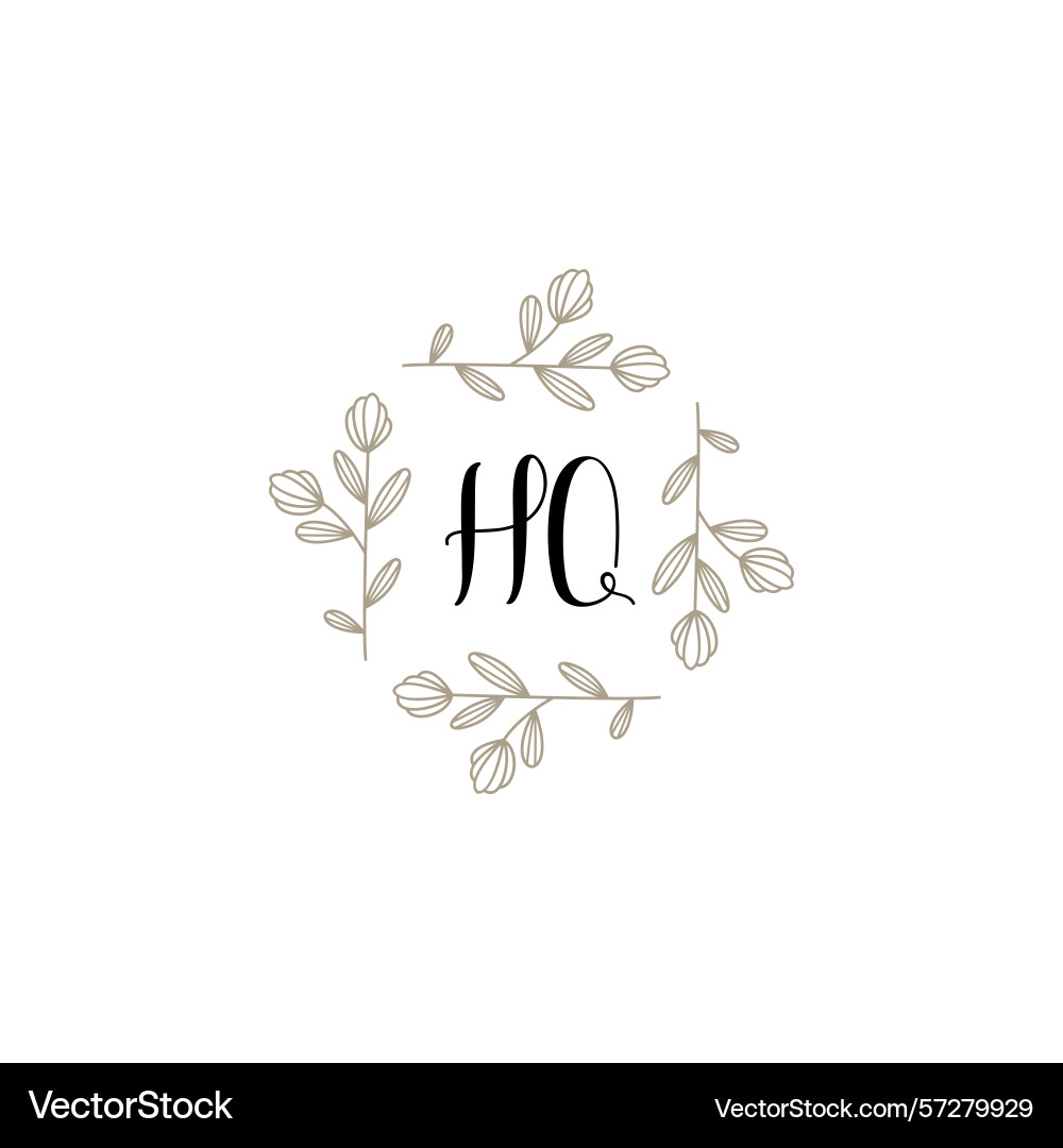 Botanical monogram logos with initial hq Vector Image
