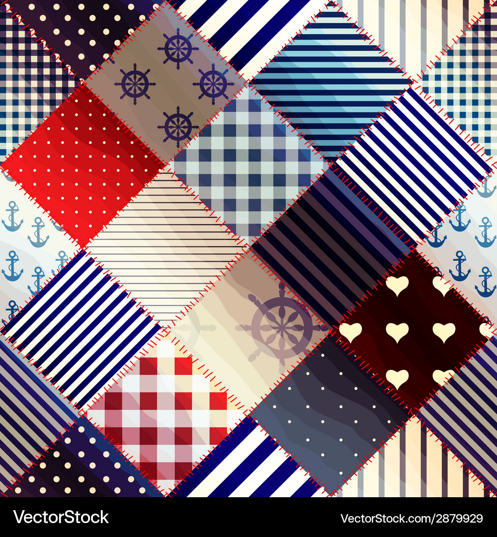 Diagonal patchwork in nautical style Vector Image
