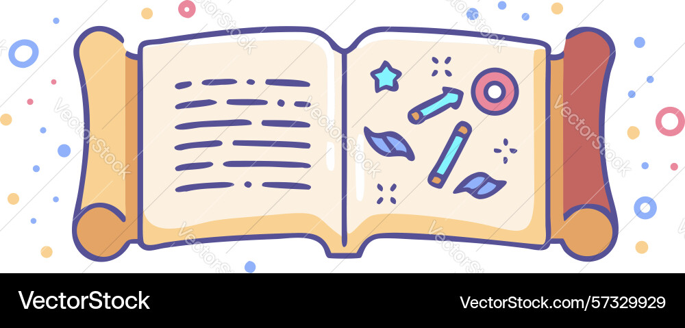 Enchanted knowledge open book with floating vector image