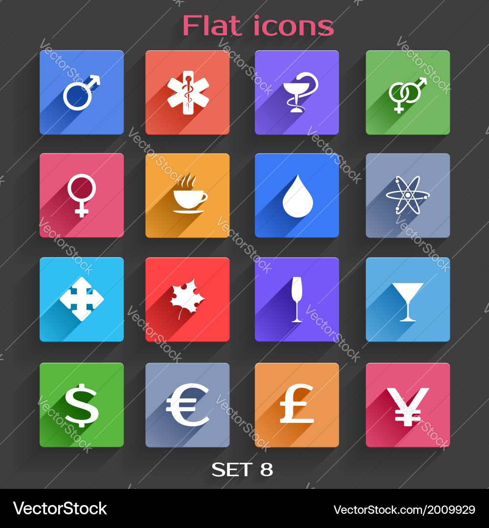 Flat Application Icons - Modern Style Vector Image
