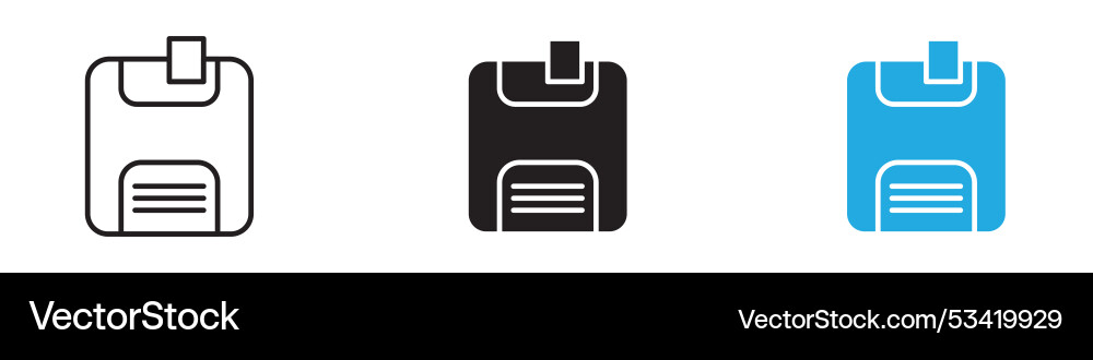 Floppy disk icon thin line Vector Image