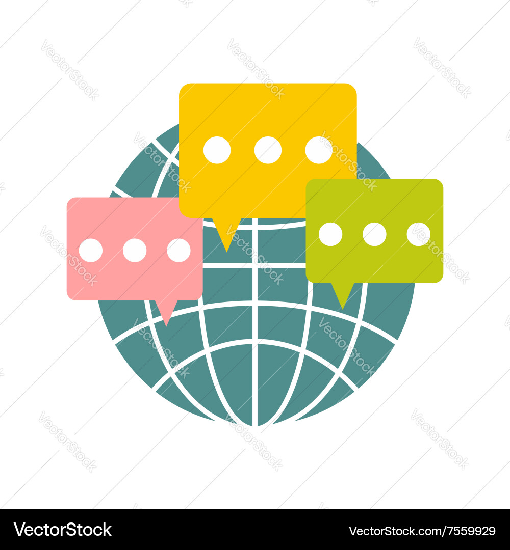 Global communication flat icon Royalty Free Vector Image