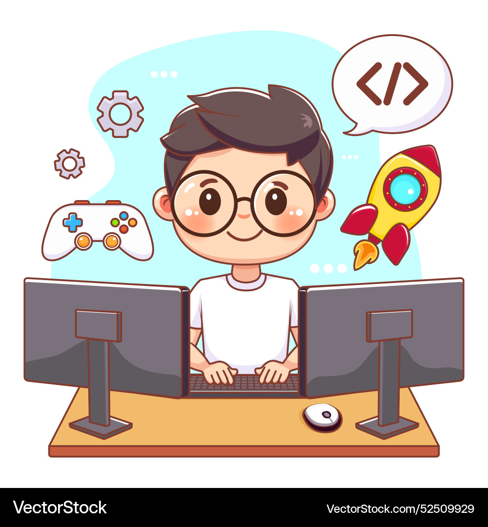 Its a cute designer game coding some games Its a cute designer game coding some games Vector Image