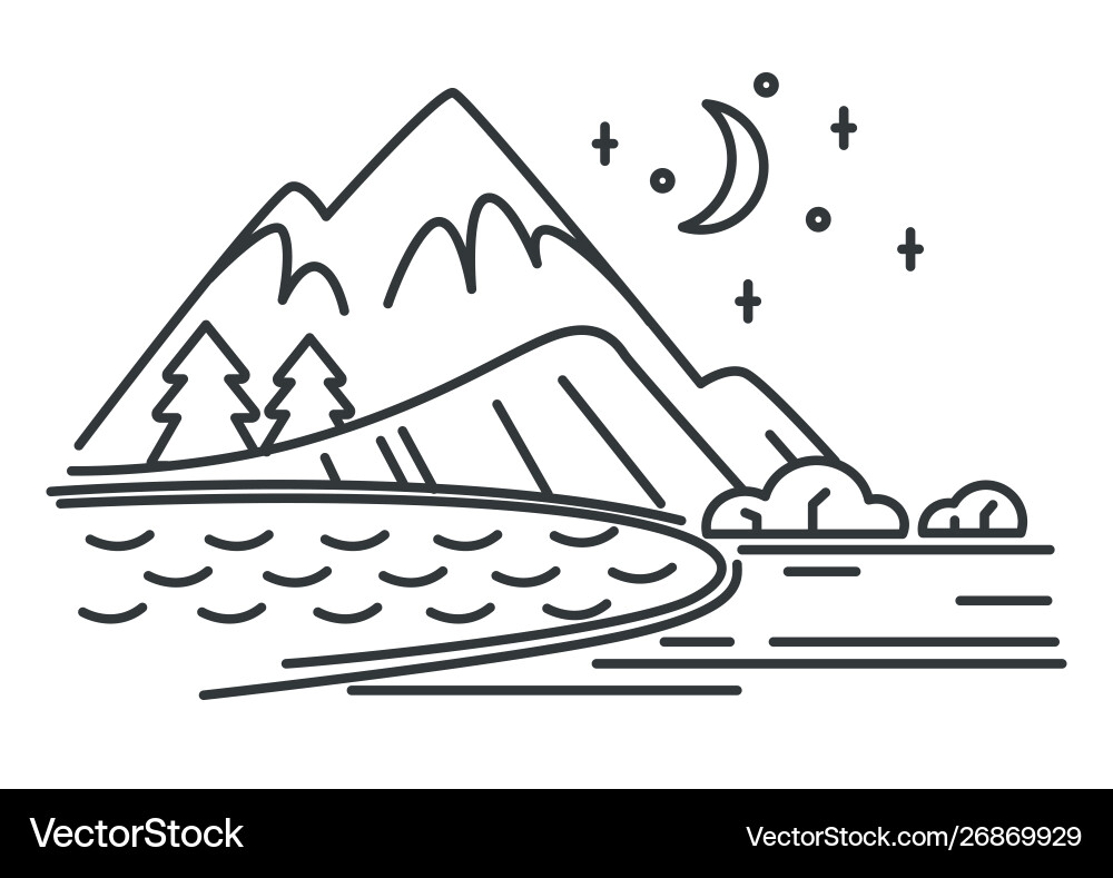 Night Mountain Landscape Vector Image