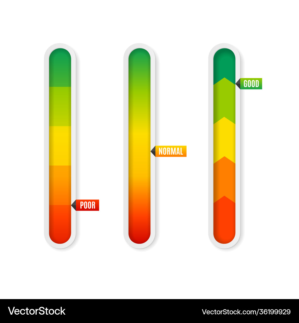 Realistic detailed 3d level indicator set Realistic detailed 3d level indicator set vector image