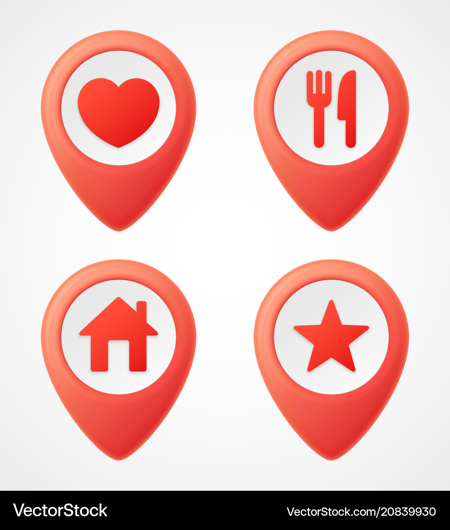 3D Map Pointer Icons - Marker Set vector image
