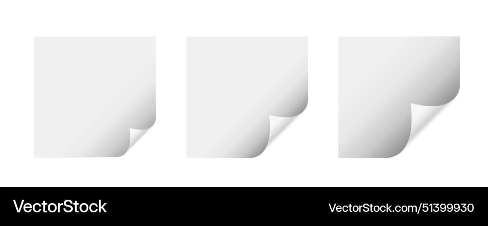 Collection of empty page curl label template vector image
