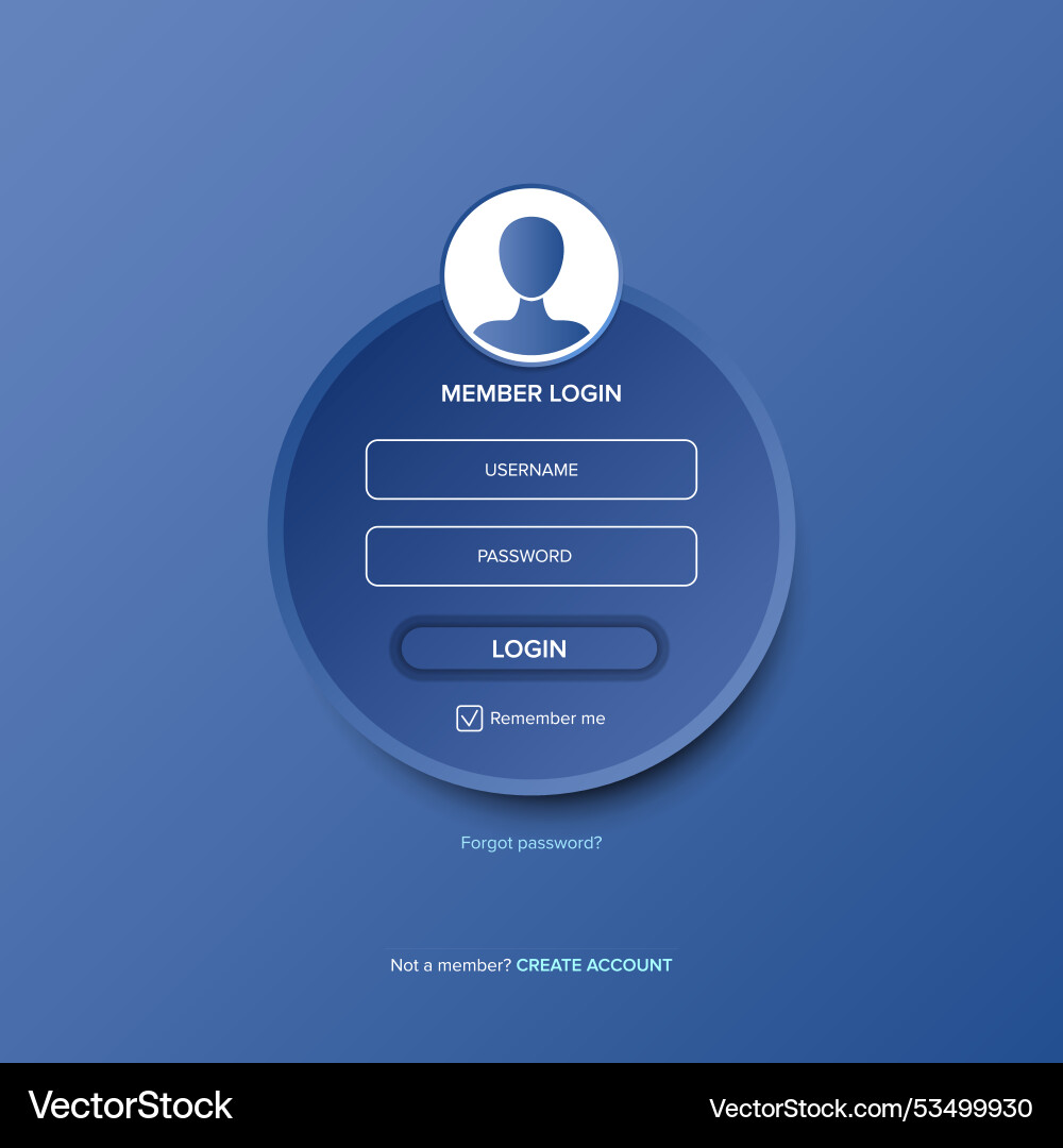 Login form web page design template or mock up Login form web page design template or mock up vector image