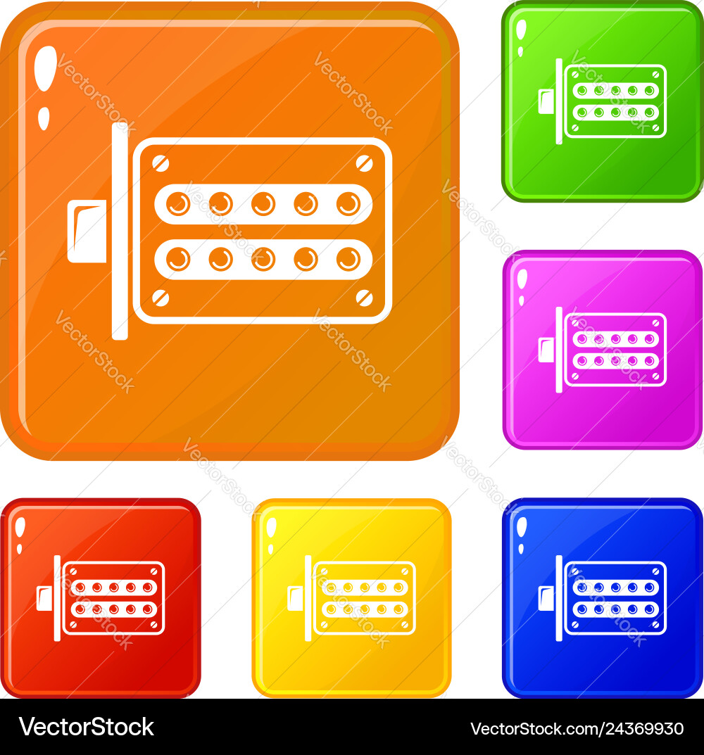 Push button lock icons set color Vector Image