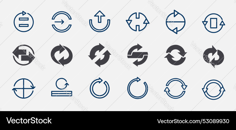 Updating with two circled arrows loop spin turn vector image