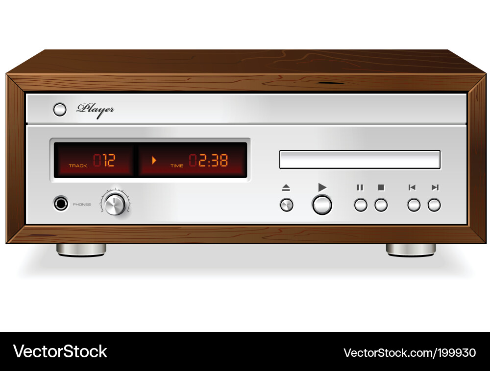 Wooden CD Player with Display vector image