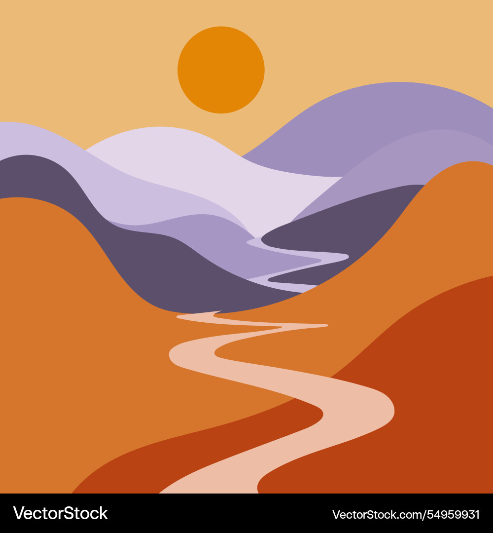 Abstract landscape with smooth lines of mountains Vector Image
