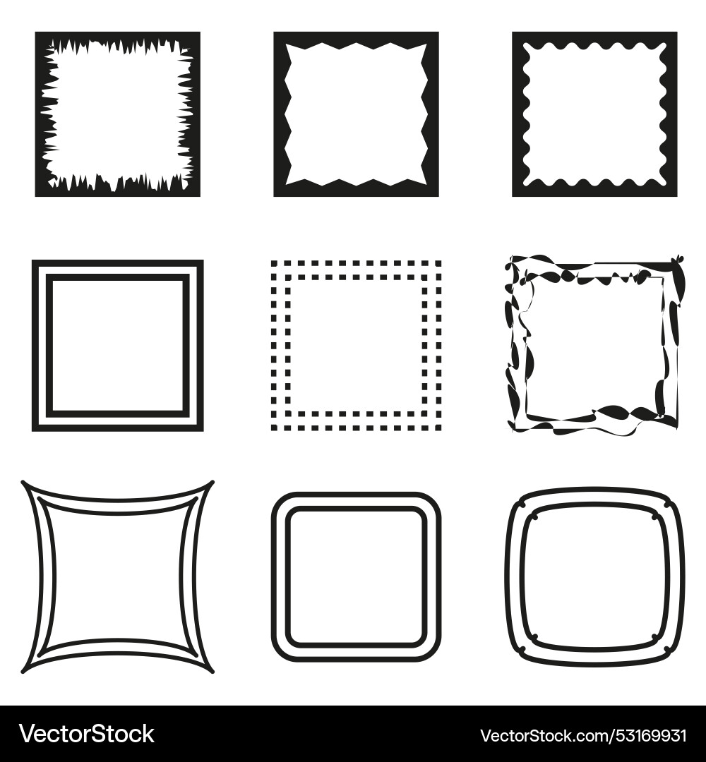 Assorted frames collection simple square border Vector Image