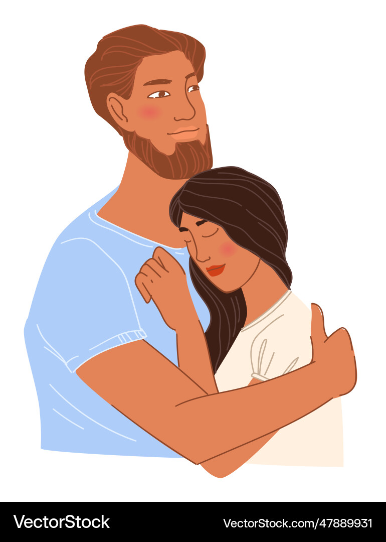 Bearded man und frau im liebe paar cuddling Bearded man und frau im liebe paar cuddling vektorbild