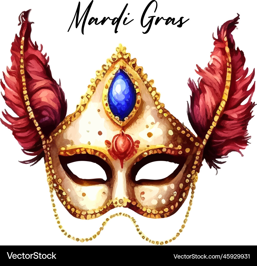 Carnival venetian mask with feathers colored Carnival venetian mask with feathers colored vector image