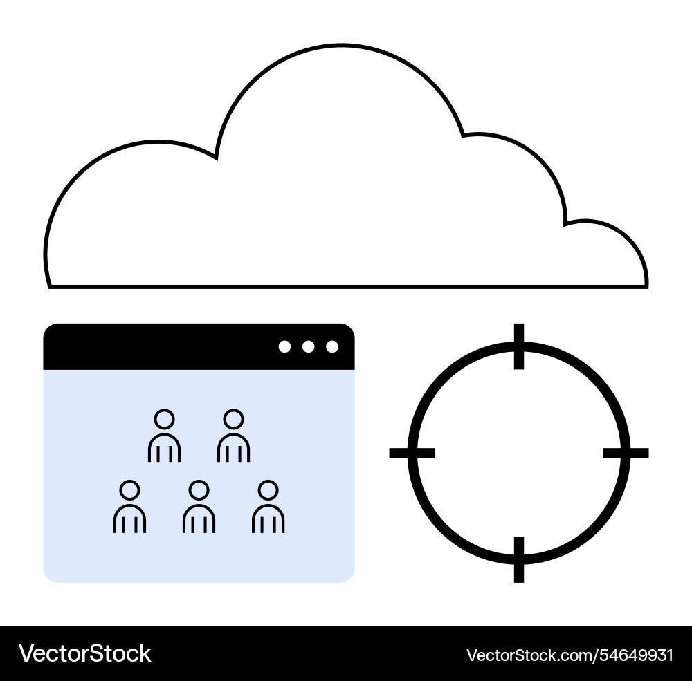 Cloud technology with user interface and target Cloud technology with user interface and target vector image
