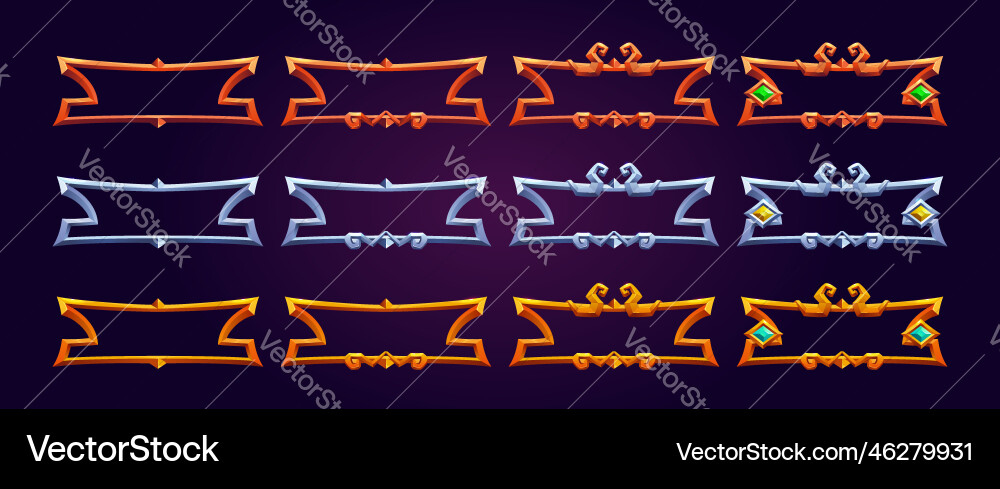 Golden medieval fantasy game ui frame for button Golden medieval fantasy game ui frame for button vector image