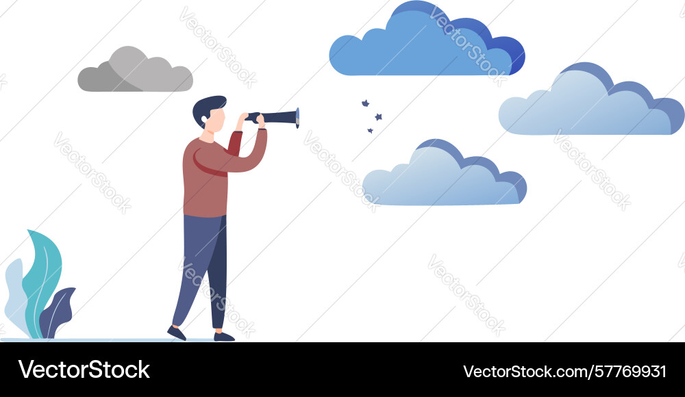 Man observing distant view with binoculars design vector image