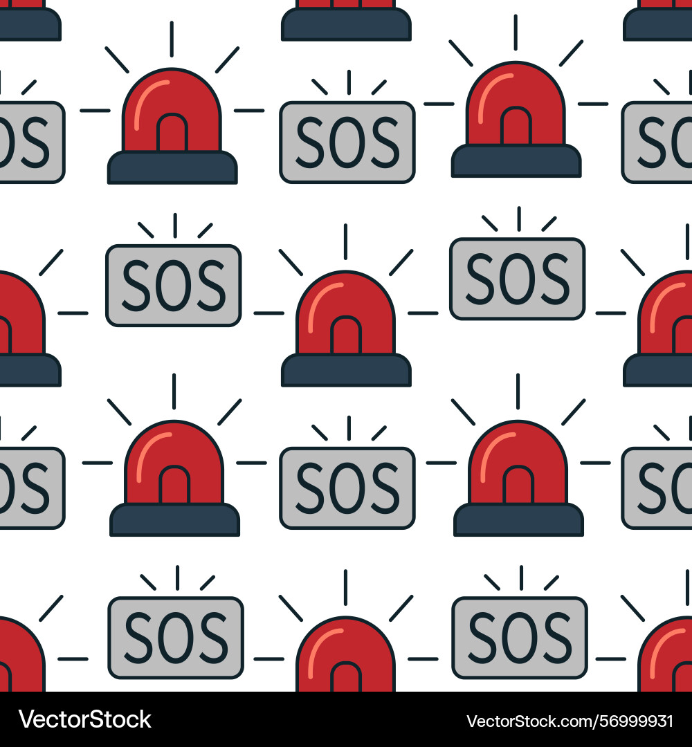 Red emergency lights and sos signals in pattern Red emergency lights and sos signals in pattern Vector Image