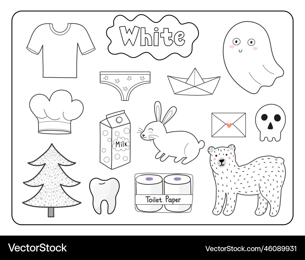 Set of white color objects primary colors Set of white color objects primary colors vector image