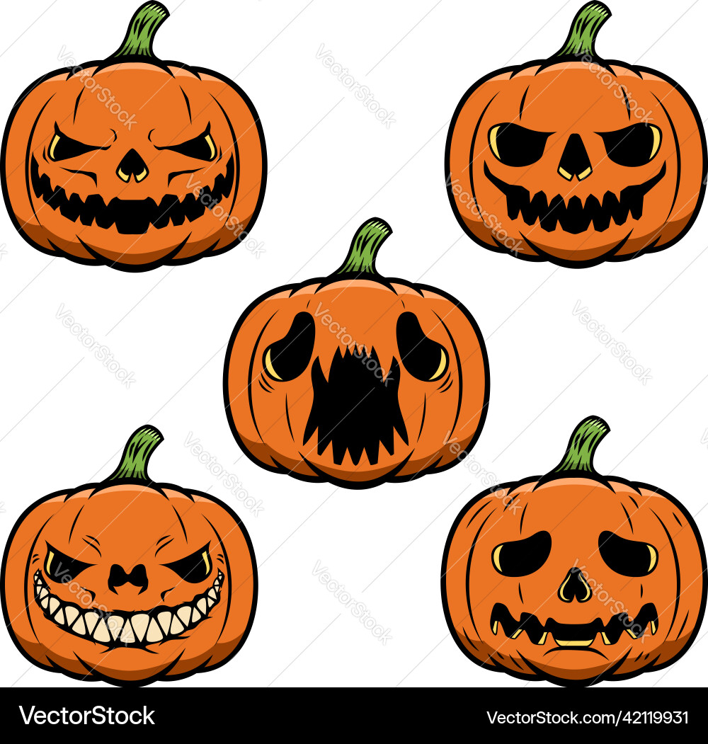 Set von Halloween Kürbis Designelement Set von Halloween Kürbis Designelement Vektorbild