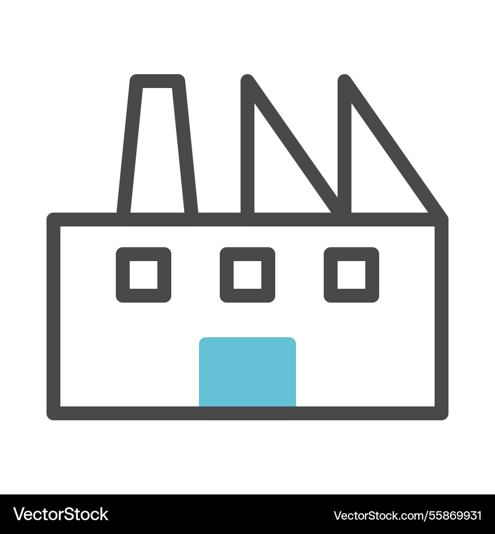 Simple factory icon with outline and soft colors vector image