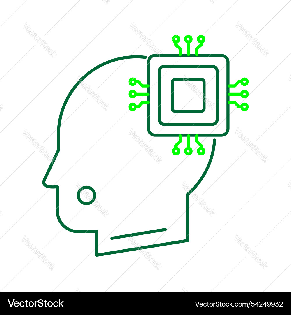 Ai integration with human neural intelligence vector image
