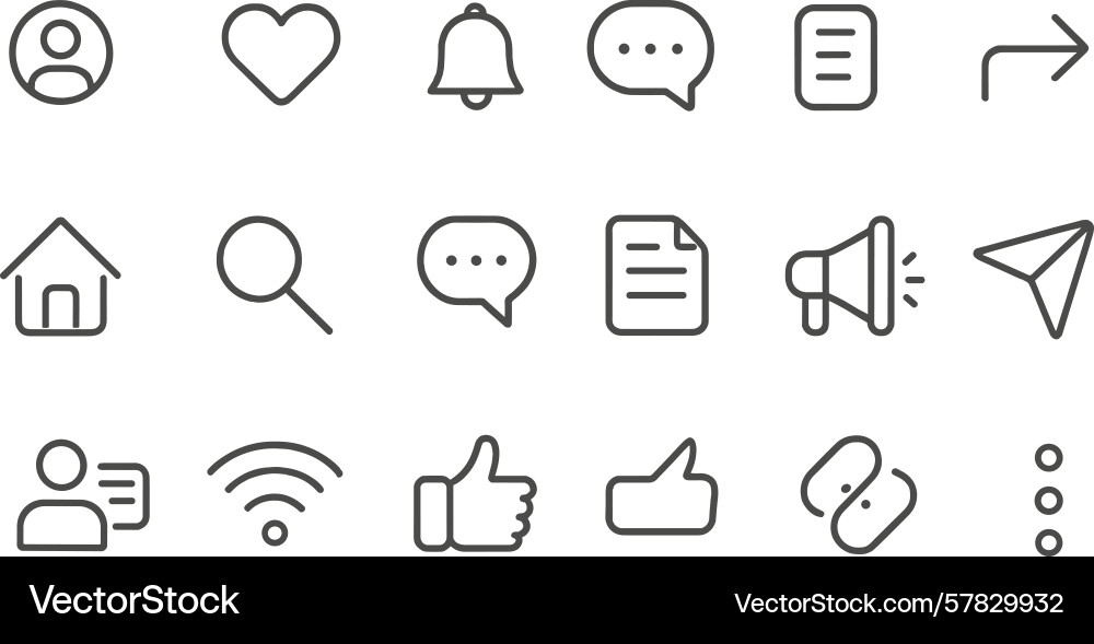 Assorted outline icons representing various vector image