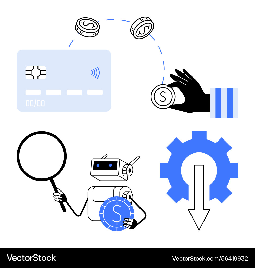 Automation in payment processes highlighting ai Automation in payment processes highlighting ai vector image