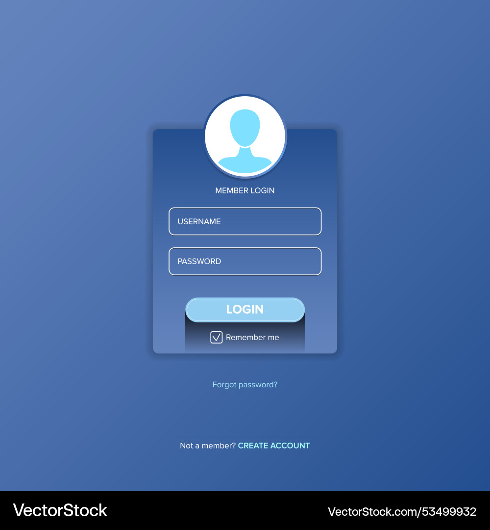 Login form web page design template or mock up Login form web page design template or mock up vector image