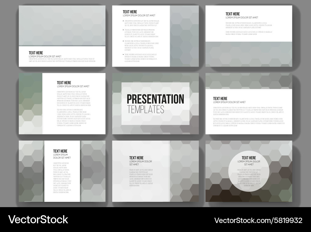 Set of 9 templates for presentation slides vector image