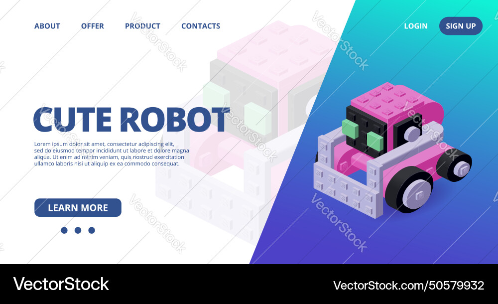 Web template with a pink robot Web template with a pink robot vector image