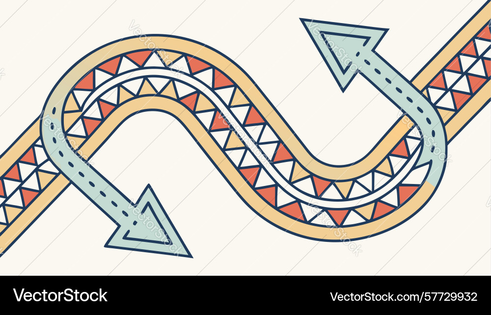 Winding arrows symbolizing complex paths vector image