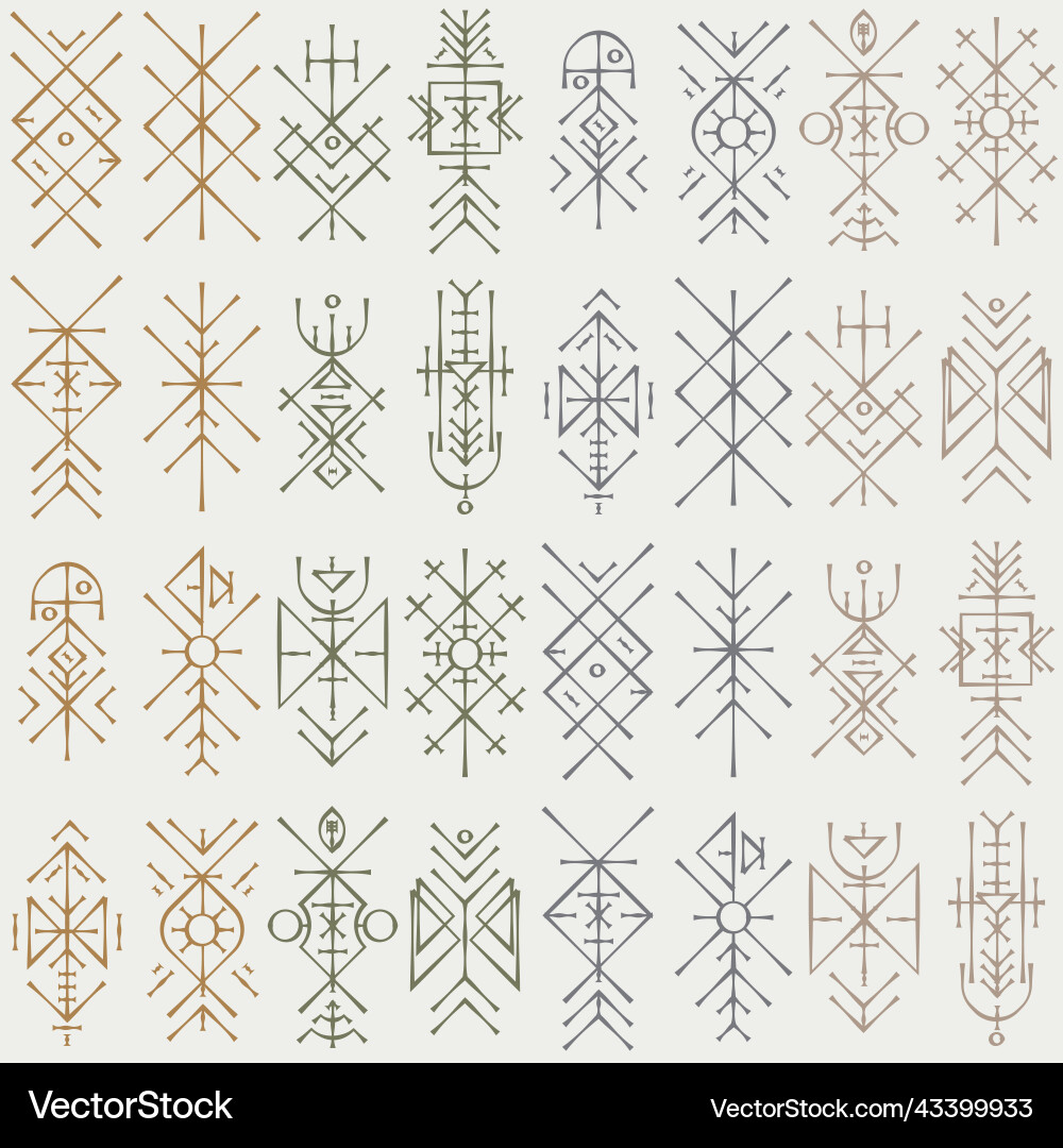 Ancient Nordic Runic Pattern Vector Image