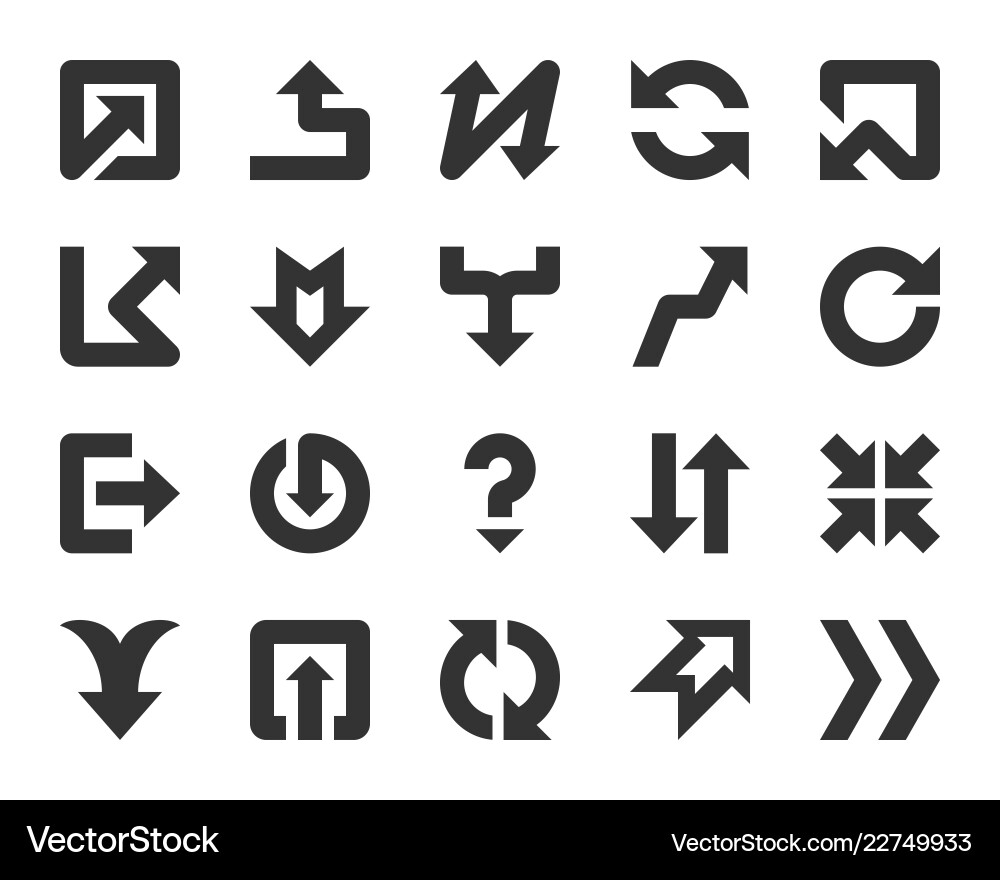 Arrow Pointer Icon Set - Black & White vector image