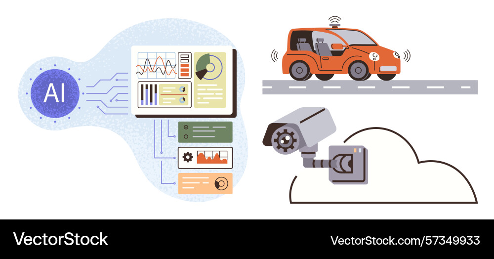 Artificial intelligence in action autonomous Artificial intelligence in action autonomous vector image